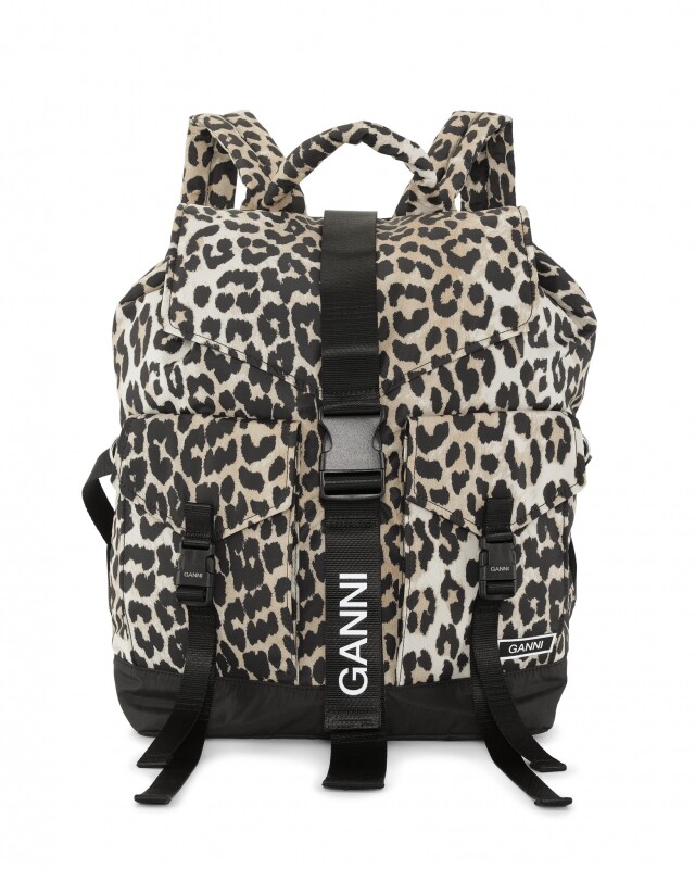 ganni recycled tech backpack print bruin