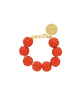 vanessa baroni raffia beads bracelet orange oranje