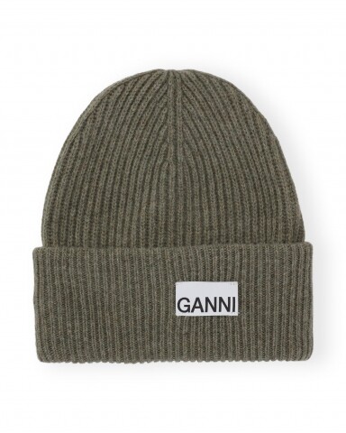 ganni light structured rib beanie