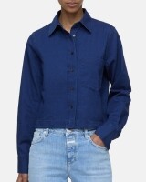 closed  cropped classic shirt light deni donkerblauw