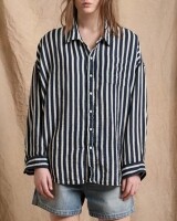 denimist button front shirt stripe navy