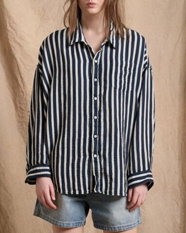 denimist button front shirt stripe