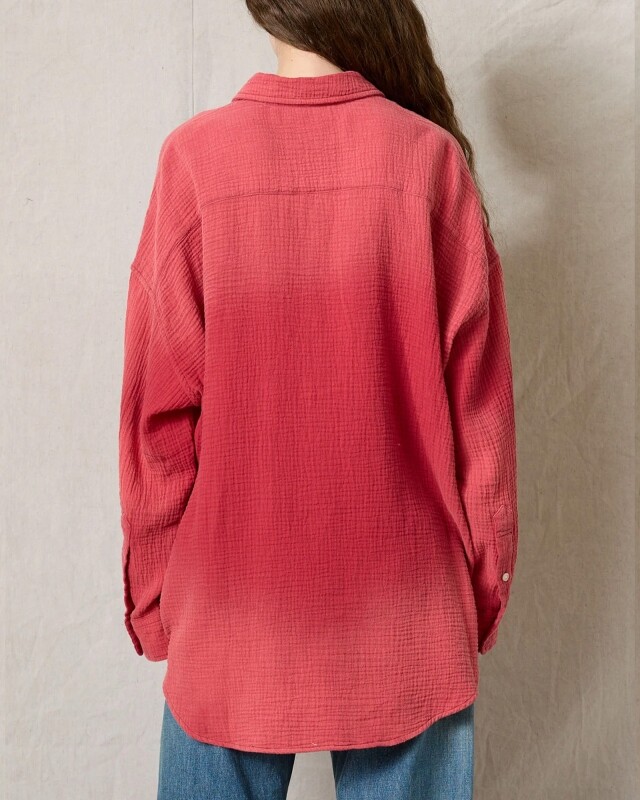 denimist button front shirt rood