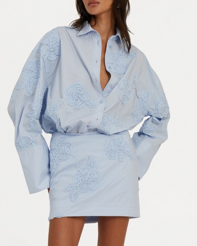 rotate flower oversized shirt lichtblauw