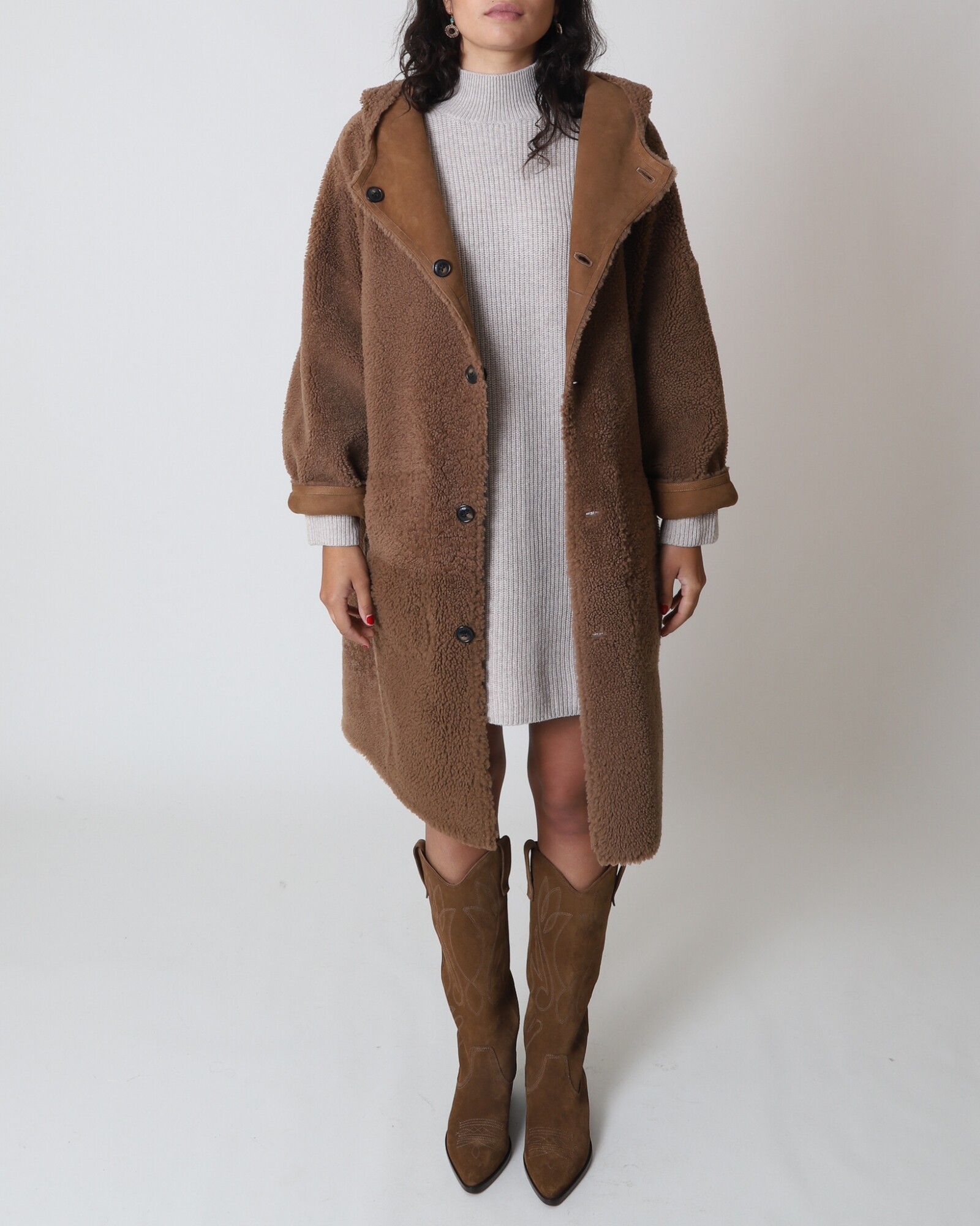 closed shearling parka