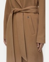 closed  wrap coat camel