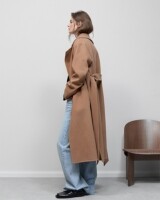 closed  wrap coat camel