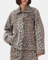 ganni printed denim jacket bruin