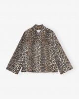 ganni printed denim jacket bruin