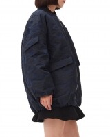 ganni jaquard bomber jacket donkerblauw