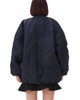 ganni jaquard bomber jacket donkerblauw