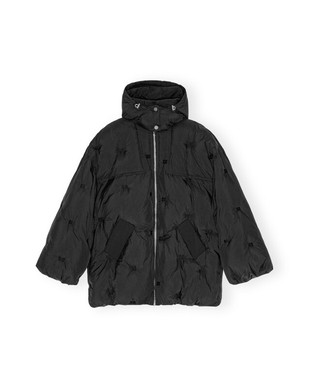 ganni nylon tech puffer zwart