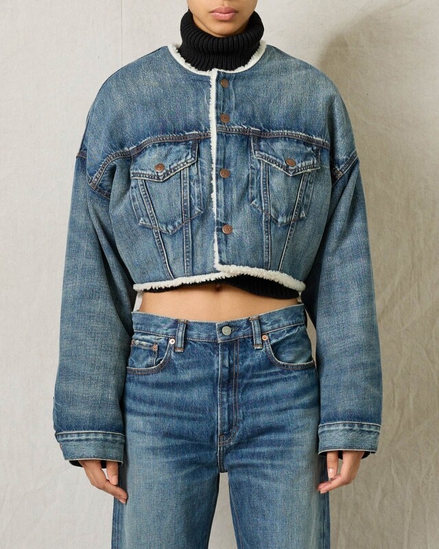 denimist oversized cropped denim jacket blauw