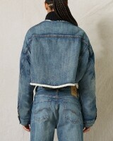 denimist oversized cropped denim jacket blauw