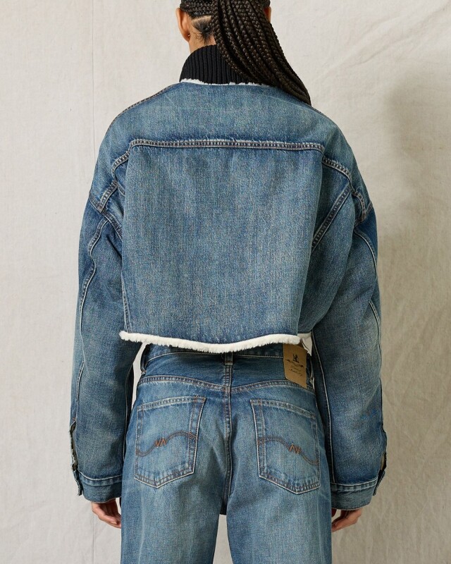 denimist oversized cropped denim jacket blauw