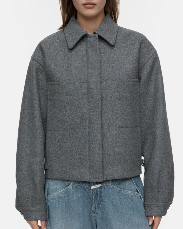 closed  wool jacket donker grijs