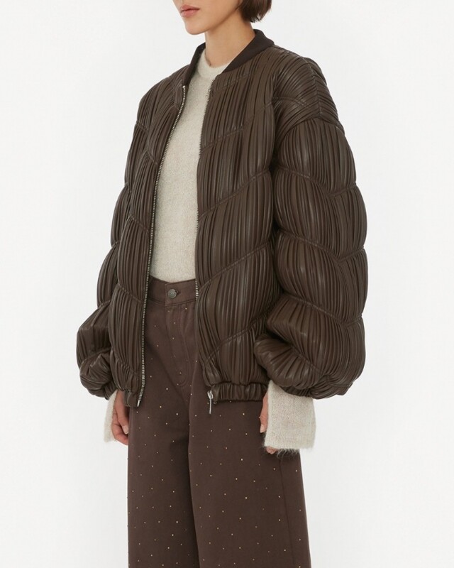 rotate pleated bomber jacket bruin