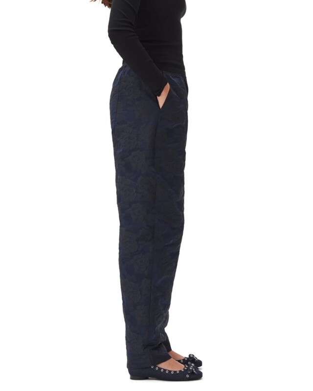 ganni jaquard pants donkerblauw