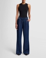 7 for all mankind pleated trouser stormy donkerblauw