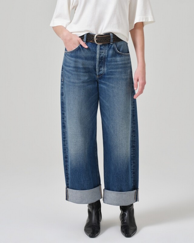 citizens of humanity ayla baggy cuffed crop blauw