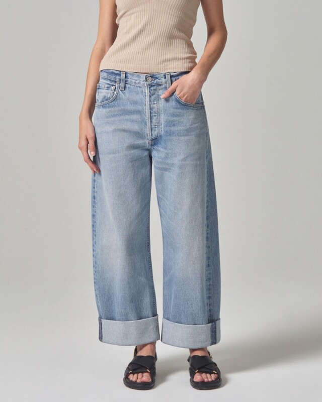 citizens of humanity ayla baggy cuffed crop lichtblauw