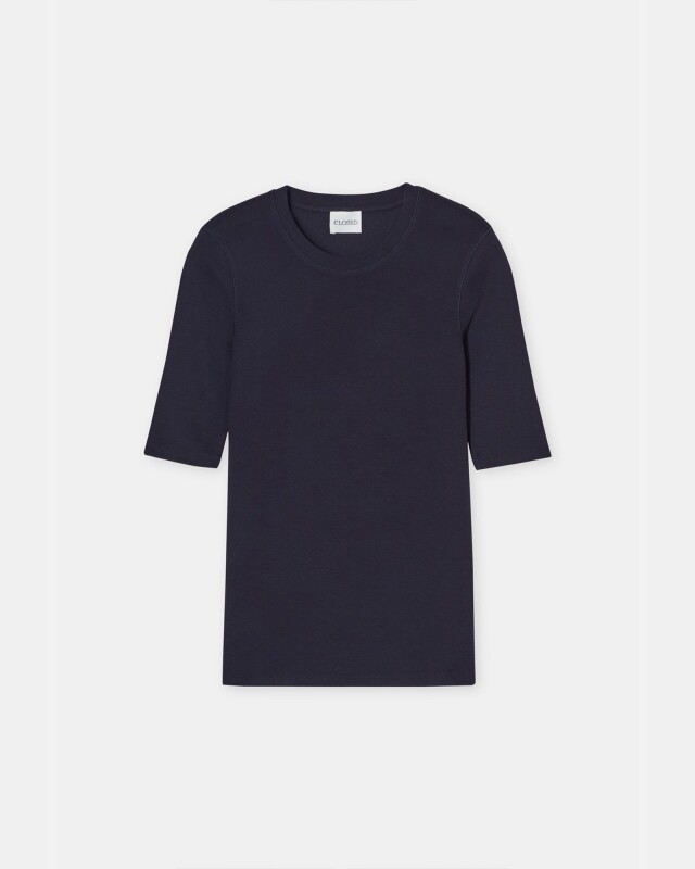 closed  t shirt 1x1 rib donkerblauw