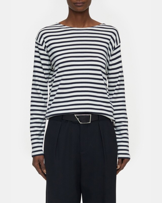 closed  t shirt ls stripe donkerblauw