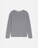 closed  t shirt ls stripe donkerblauw