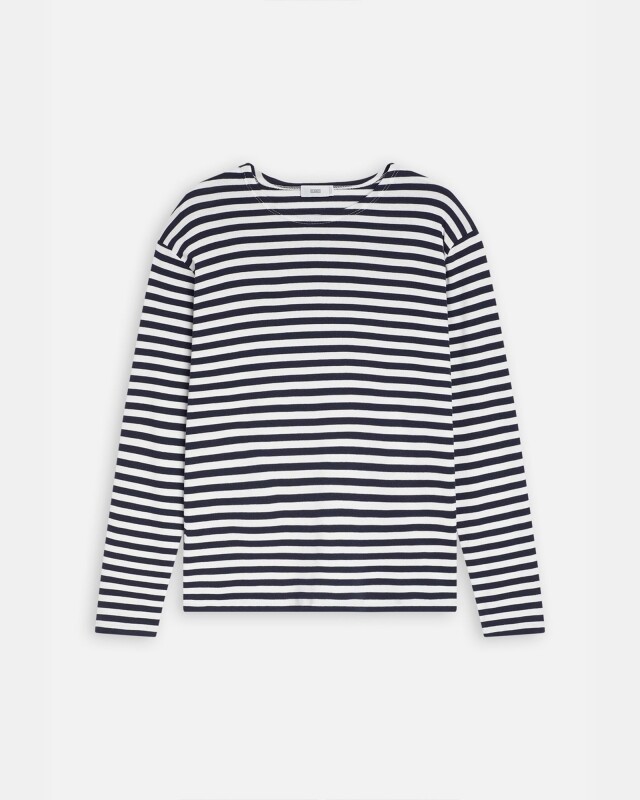 closed  t shirt ls stripe donkerblauw