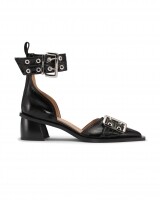 ganni chunky buckle open cut pump zwart