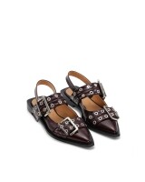 ganni buckle ballerina bordeaux