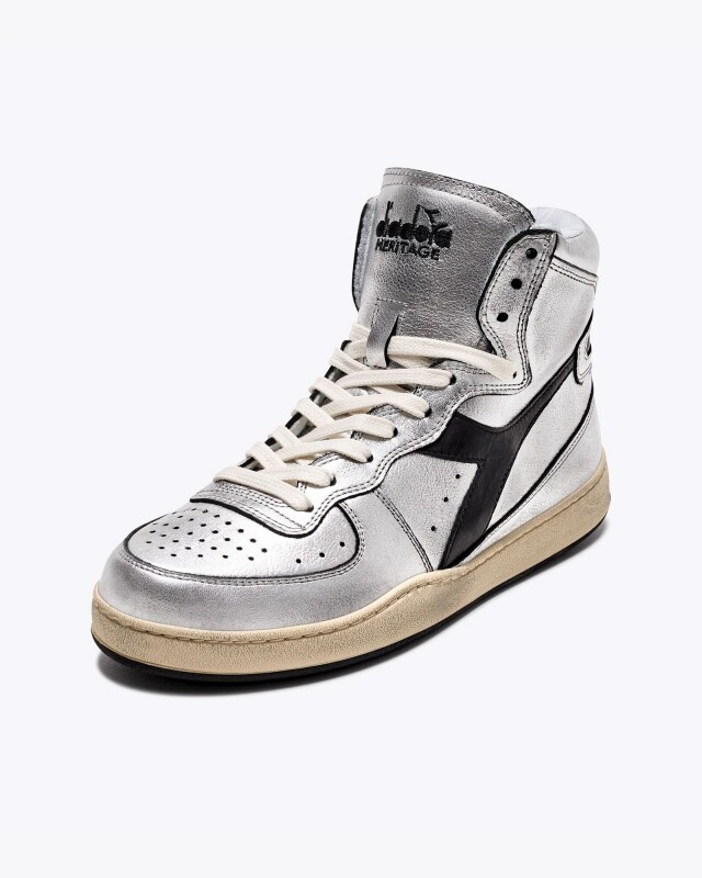 diadora heritage mi basket metallic silver/black zilver