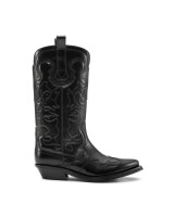 ganni mid shaft western boot zwart