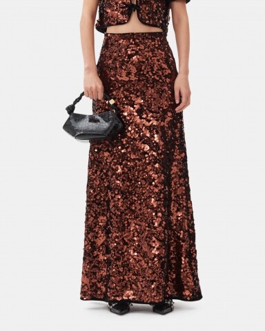 ganni velvet maxi skirt