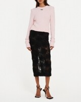 rotate flower mesh pencil skirt zwart