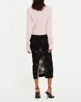 rotate flower mesh pencil skirt zwart