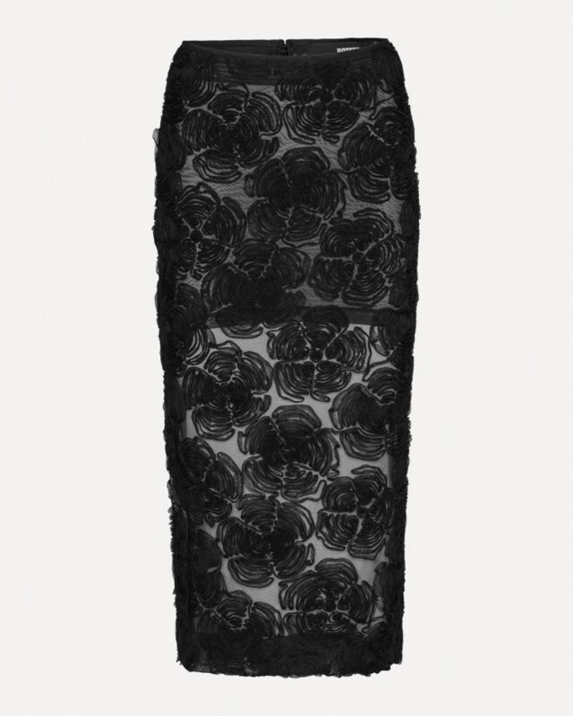 rotate flower mesh pencil skirt zwart