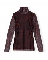 ganni mesh ls rollneck bruin