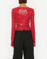 rotate sequins ls vneck rood