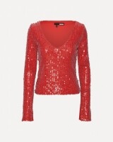 rotate sequins ls vneck rood