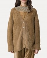 forte forte velvet fur cardigan bruin