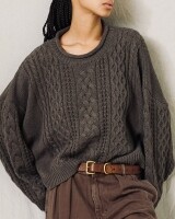 denimist aran sweater bruin