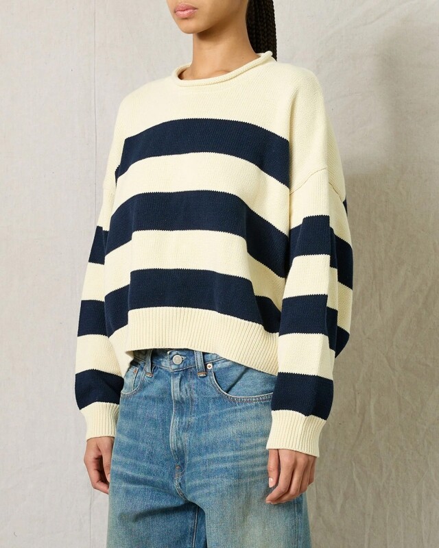 denimist wide stripe sweater navy