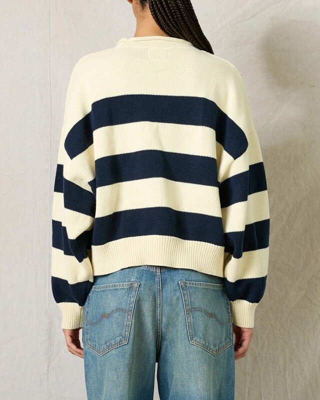 denimist wide stripe sweater navy