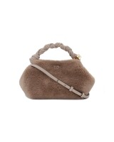 ganni bou bag small fur taupe