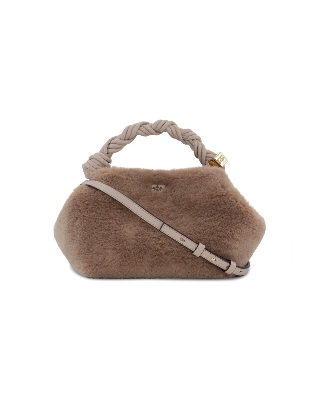 ganni bou bag small fur taupe