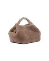 ganni bou bag small fur taupe