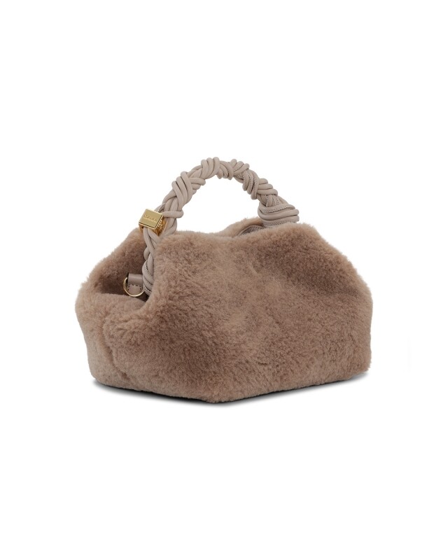 ganni bou bag small fur taupe