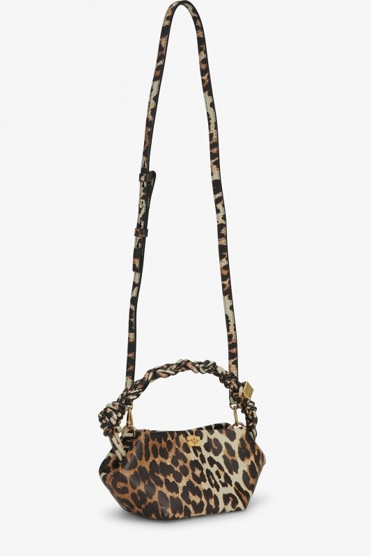 ganni bou bag mini leopard bruin