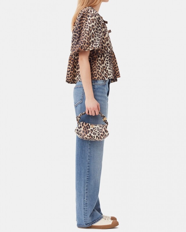 ganni bou bag mini leopard bruin